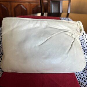 Vintage White Leather clutch by KKK